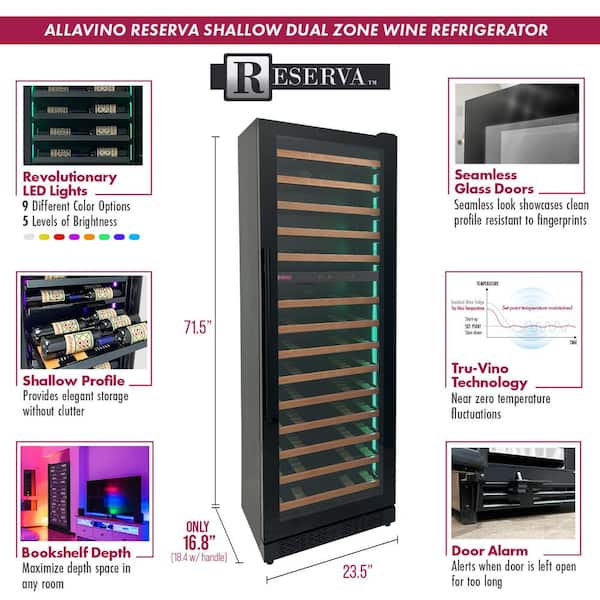 Allavino 67-Bottle 71 in. Tall Dual Zone Right Hinge Digital Wine