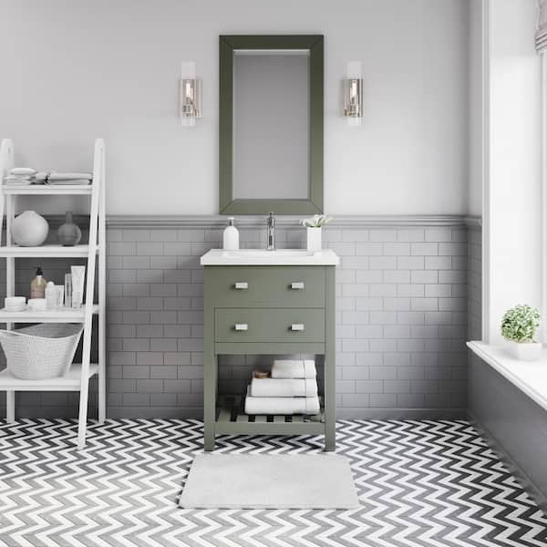Water Creation Viola 24 in. W x 18 in. D Bath Vanity in Glacial Green with Ceramic with Ceramics Vanity Top in White with White Basin