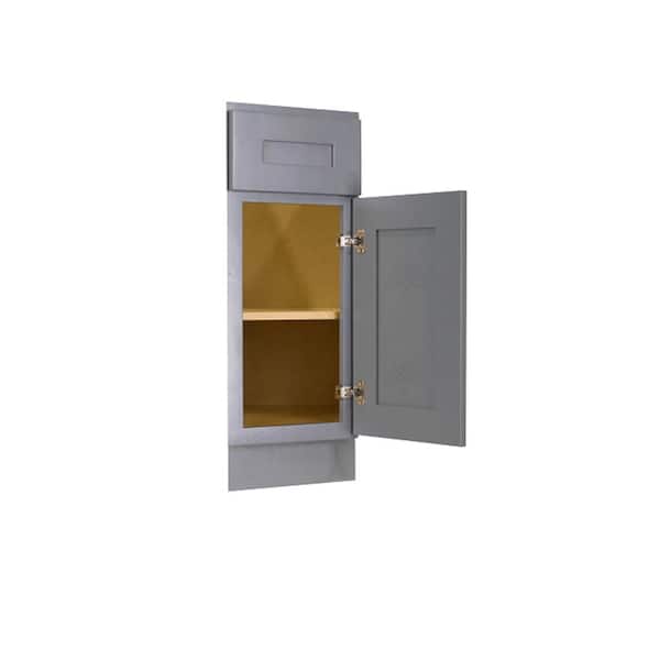 LIFEART CABINETRY Lancaster Gray Plywood Shaker Stock Assembled Base End Right Angle Kitchen Cabinet 12 in. W x 34.5 in. H x 24 in. D