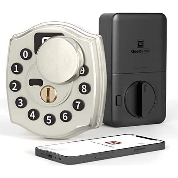 4 in 1 Aluminum Smart Lock Deadbolt with App Biometric Door Knob, Keyless Entry Door Lock with keypad, IP65, in Silver