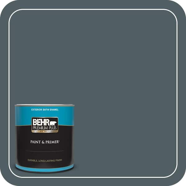 BEHR PREMIUM PLUS 1 qt. #740F-6 Marine Magic Satin Enamel Exterior Paint & Primer