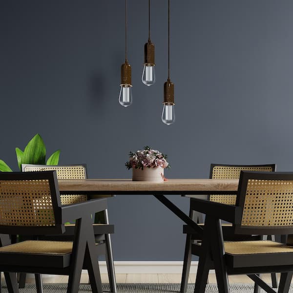 60-Watt Equivalent ST19 Dimmable White Filament Clear Glass E26 Vintage Edison LED Light Bulb, Daylight 5000K