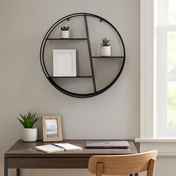Liv & Skye 32 in. x 7 in. Black Metal Decorative Accent Wall Shelf