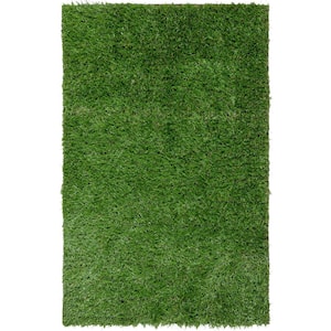 Evergreen Collection Waterproof Solid Indoor/Outdoor (6'6" x 30') 7 ft. x 30 ft. Green Artificial Grass Runner Rug
