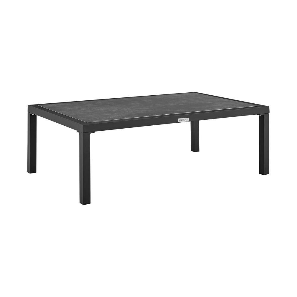 Mareike Black Aluminum and Ceramic Outdoor Coffee Table