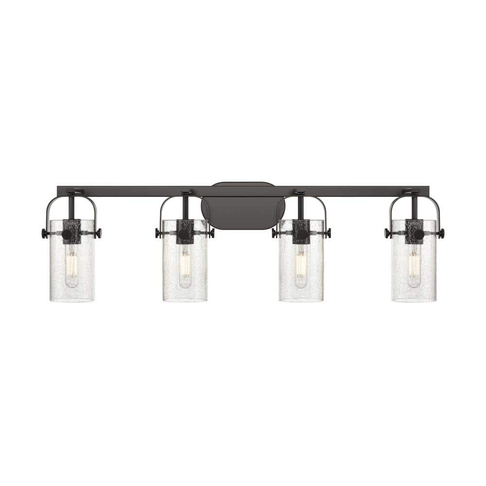 Pilaster II Cylinder 34.88 in. 4-Light Matte Black Vanity Light with Glass Shade price history on PriceWatchPro