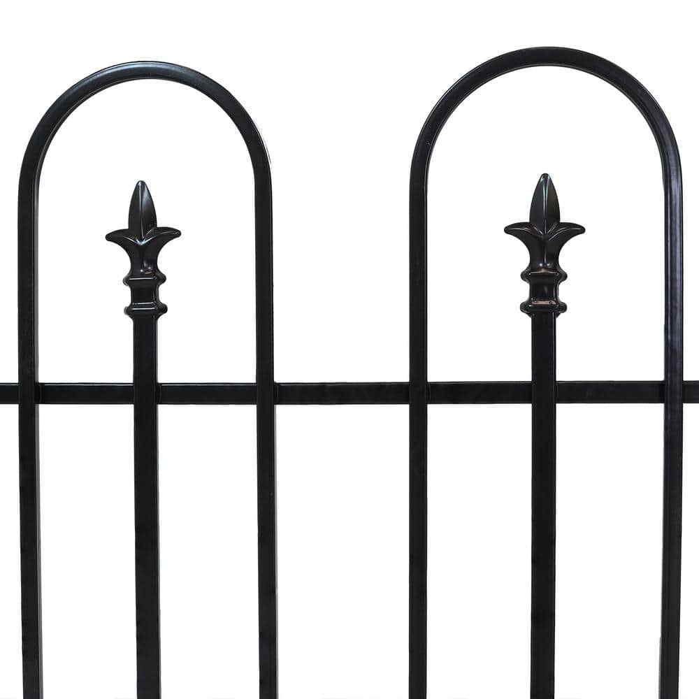 Strasbourg Black Steel Decorative Garden Fence Panels with Posts - 6' Set