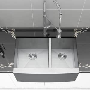 Stainless Steel 30 in. Double Bowl Sink Handmade Farmhouse Apron Kitchen Sink without Workstation