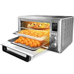 32 qt. Compact Electric Air Fryer Toaster Oven with Air Fry Basket, Rotisserie Fork, 1800W in Stainless Steel