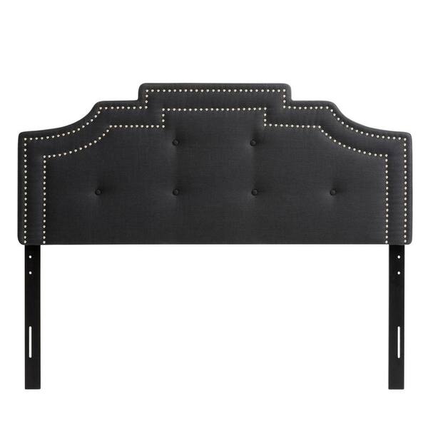 CorLiving Aspen Dark Grey Crown Silhouette Double/Full Headboard with Button Tufting