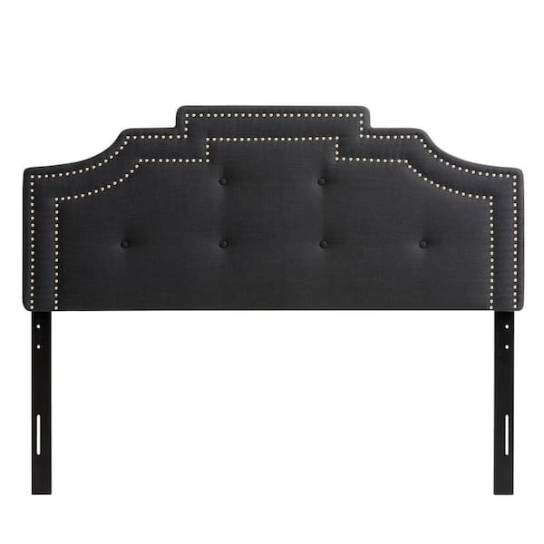 CorLiving Aspen Dark Gray Crown Silhouette Queen Headboard with Button Tufting