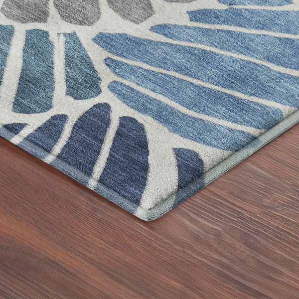 Mayfield Premium Machine Washable Abstract AMF2384 Blue 2 ft. x 7 ft. Runner Rug