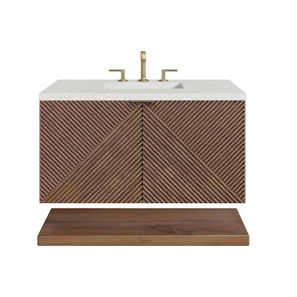 James Martin Vanities Marcello 36.0 in. W x 23.5 in. D x 37.2 in. H Single Bathroom Vanity Chestnut and Lime Delight Quartz Top