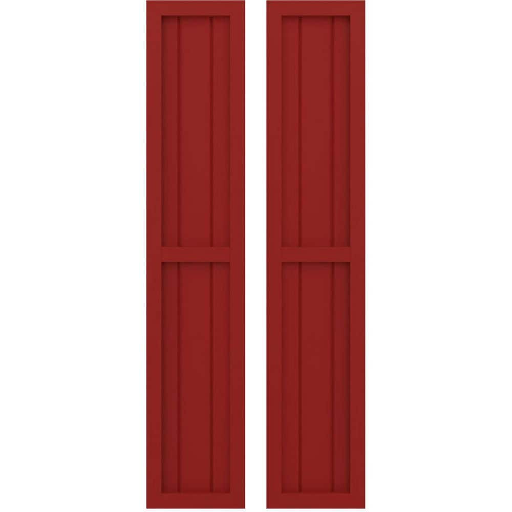 10-1/2 in. W x 41 in. H Americraft 3-Board Exterior Real Wood 2 Equal Panel Framed Board and Batten Shutters in Fire Red price history on PriceWatchPro