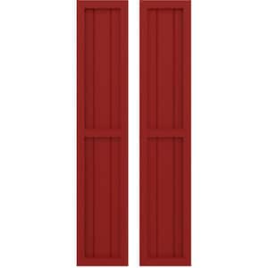 10-1/2 in. W x 84 in. H Americraft 3-Board Exterior Real Wood 2 Equal Panel Framed Board and Batten Shutters in Fire Red