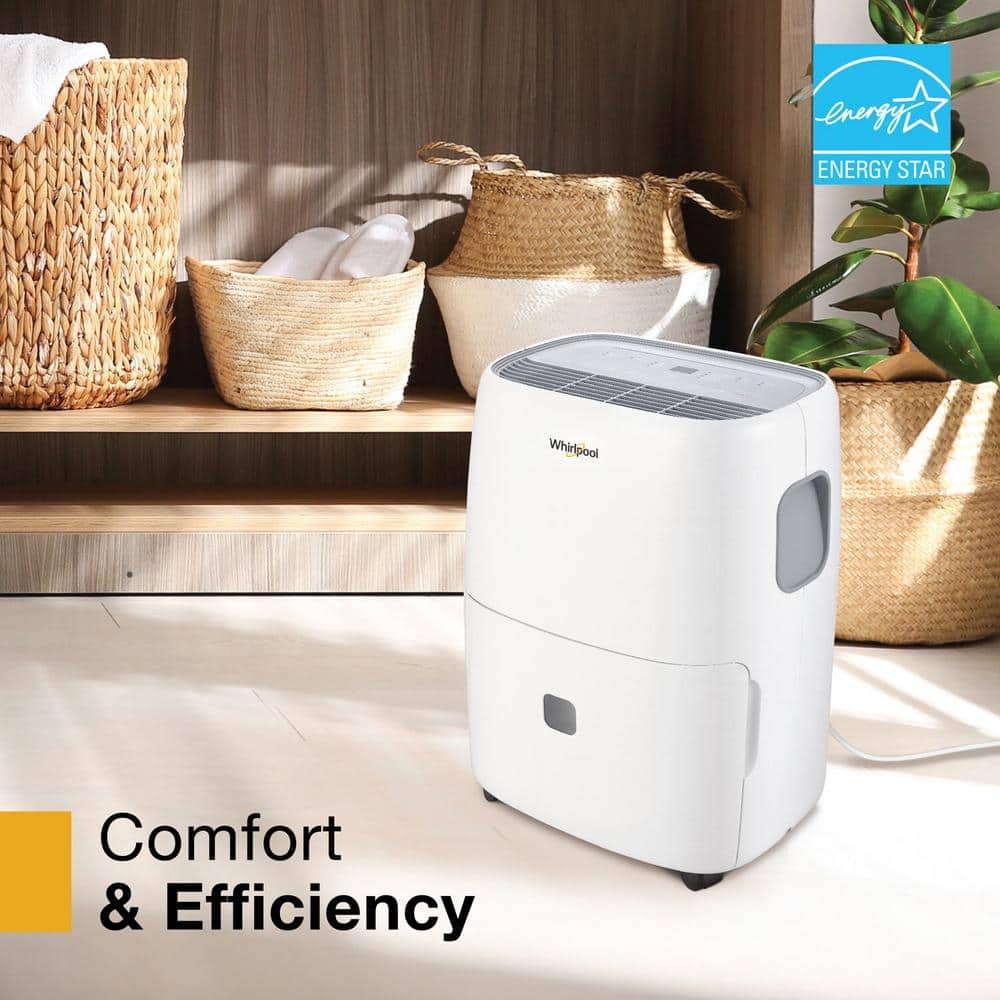 Whirlpool White 30-Pint Portable Energy Star Dehumidifier