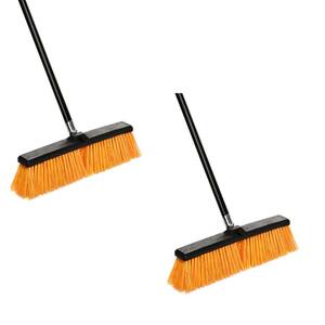 18 in. Yellow Indoor Outdoor Rough Surface Push Broom (2-Pack)