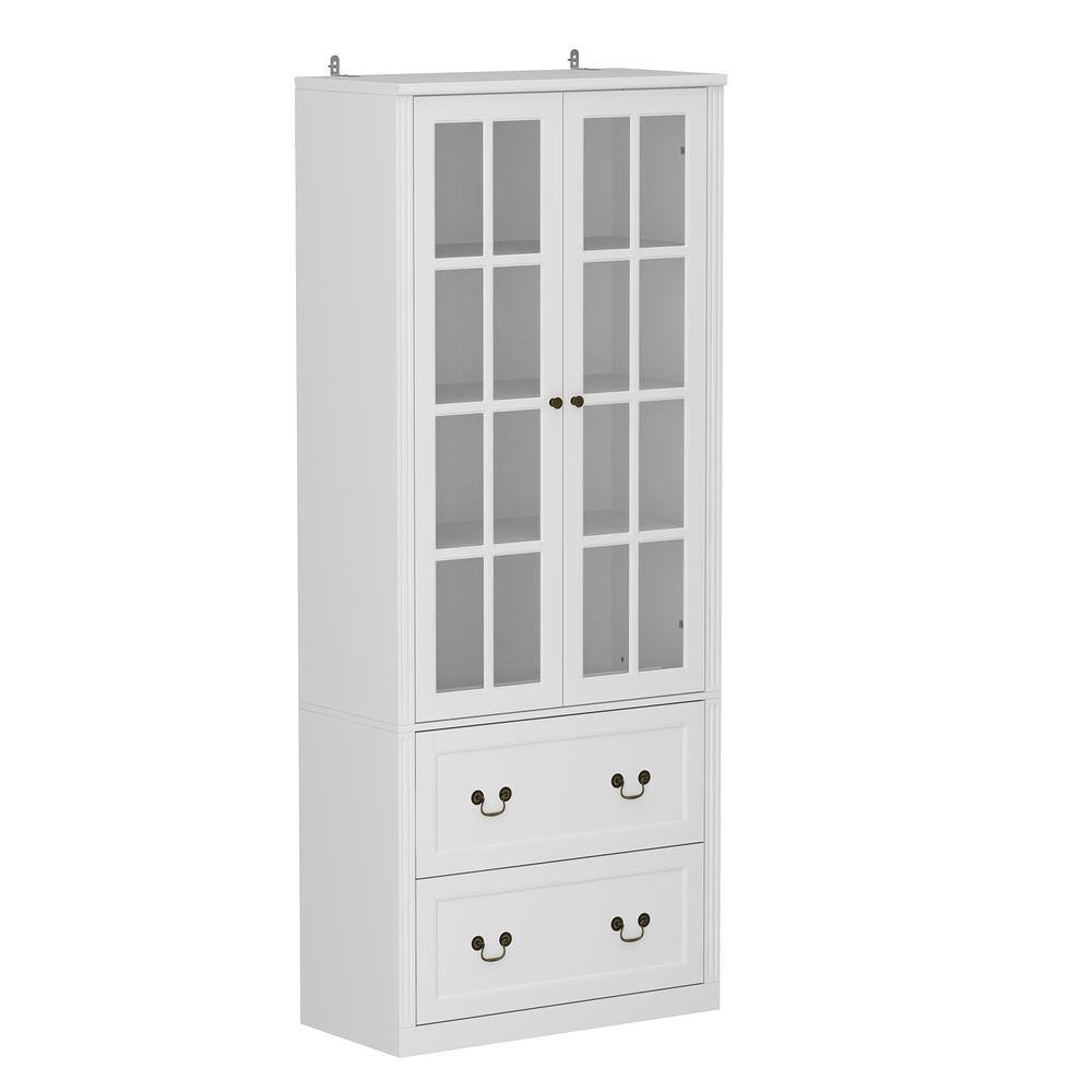 WIAWG White Wooden Accent Storage Freestanding Cupboard With