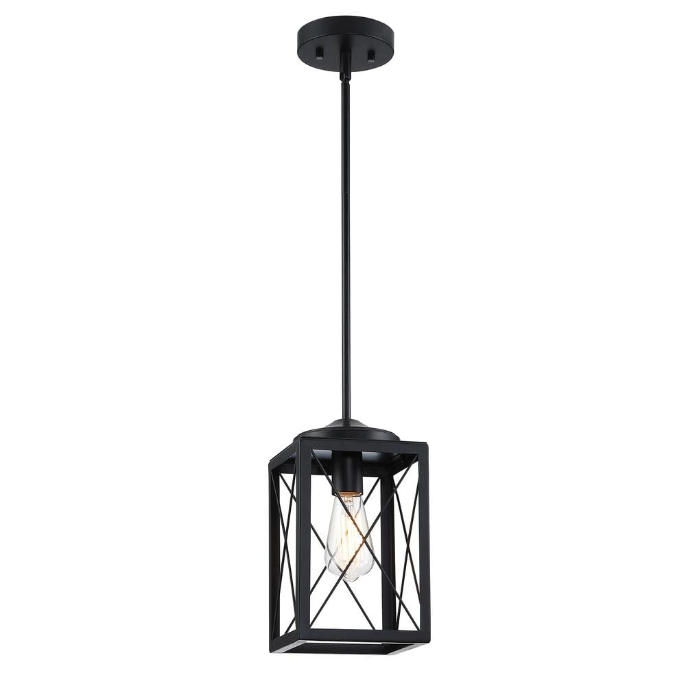 Hukoro Mousse 1-Light Cage Mini Pendant Light With Matte Black F51401 ...