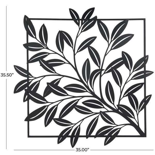 Litton Lane Metal Black Dimensional Cutout Leaf Wall Decor