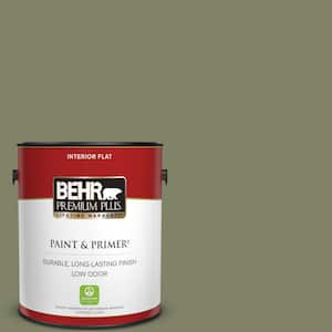 BEHR PREMIUM PLUS 1 qt. #ICC-77 Sage Green Flat Low Odor Interior Paint &  Primer 130004 - The Home Depot