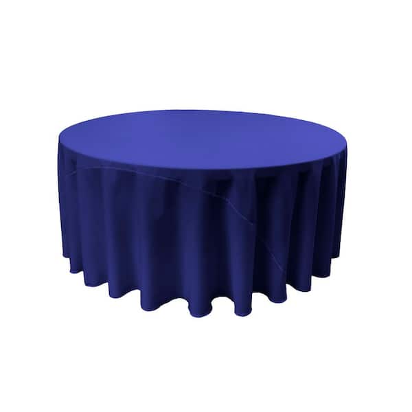 La Linen 132 In Round Royal Blue, Round Blue Tablecloth