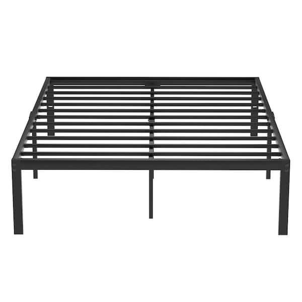 VECELO Bed Frames Black Metal Frame Queen Platform Bed With Steel Slat ...