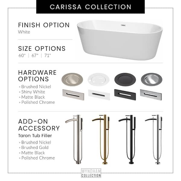 Wyndham Collection Carissa 5 ft. Acrylic Flatbottom Non-Whirlpool