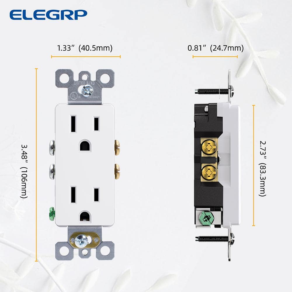 White Thermoplastic Tamper Resistant Duplex Outlet with Wall Plate