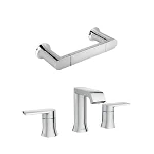 Genta 8 in. Widespread 2-Handle Bathroom Faucet with Towel Ring in Chrome