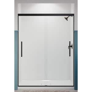 Pleat 59.625 in. x 79.0625 in. Frameless Sliding Shower Door in Matte Black with Crystal Clear Glass