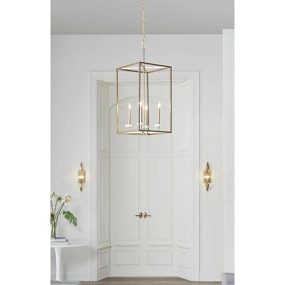 Vintage Gold Palacio 4-Light Pendant with Faux White Marble Shade