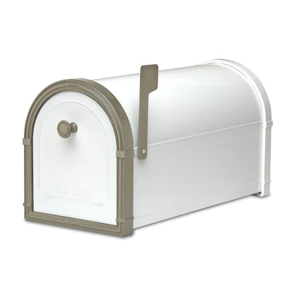 Architectural Mailboxes Bellevue White with Bronze Accents Post-Mount Mailbox