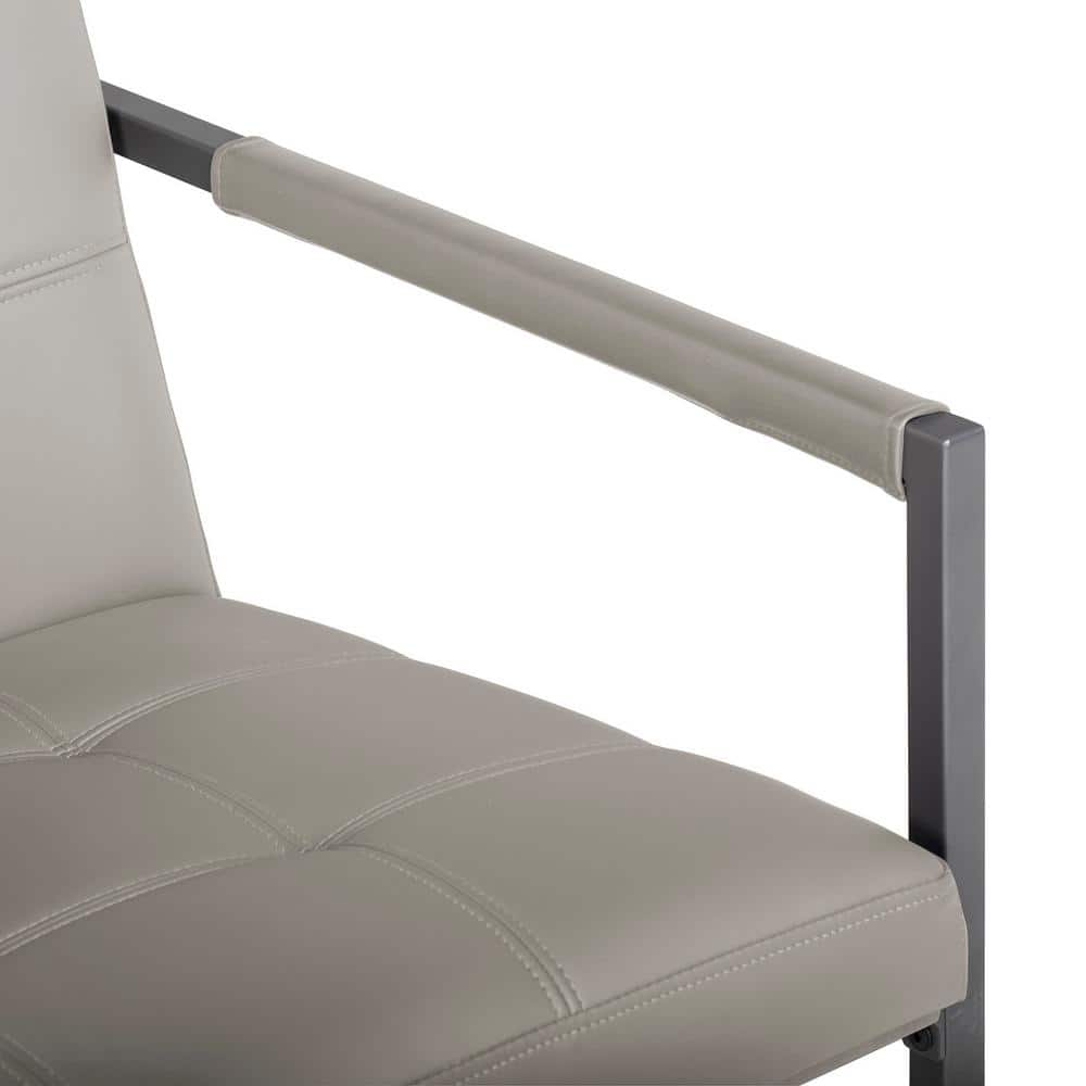 Mushroom Gray Leather and Metal Accent Chair