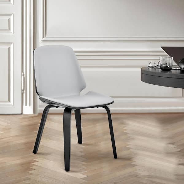 Armen Living Brinley Grey Faux Leather and Black Wood Dining Room Accent Chair