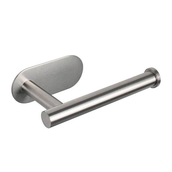 PRIMEPLUS Adhesive or Screw Wall Mounted Oval Stainless Steel Toilet Paper Holder in Brushed Nickel