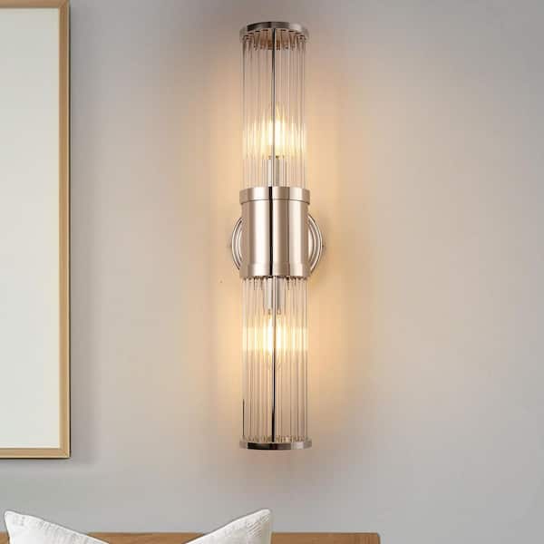 3 in. 2-Light Chrome Vanity Light Fixture with Sparkling Crystal Accents Versatile Bathroom Wall Sconce for Vanity