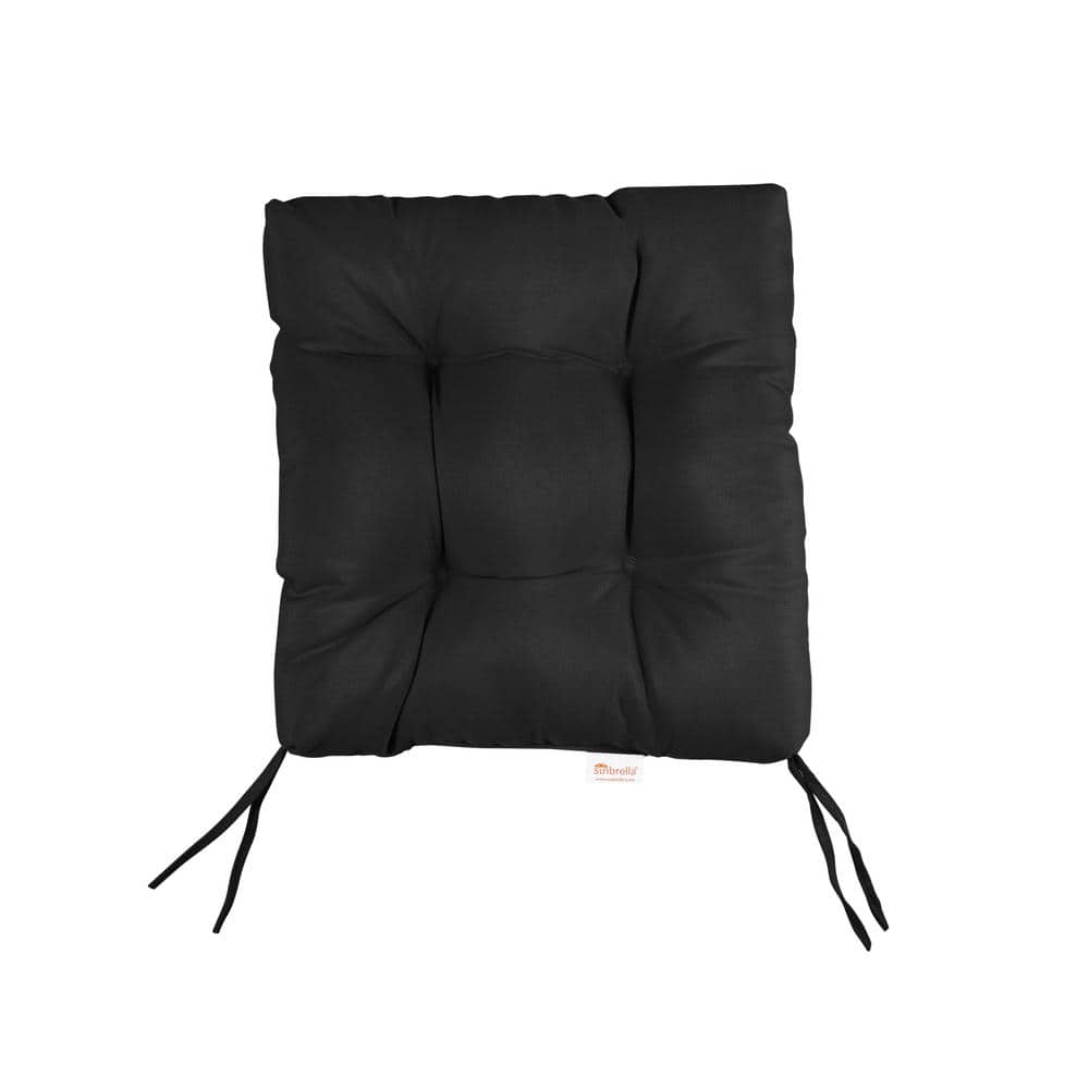 SORRA HOME Sunbrella Canvas Black Tufted Chair Cushion Square Back 16 x 16 x 3 HDS397621SC The