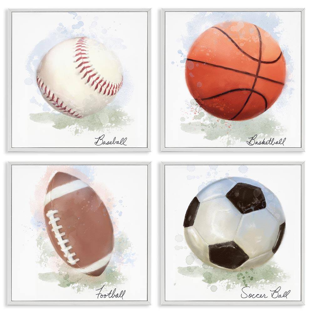 Soft Pastel Sports Balls by Matthew Piotrowicz 4-Piece White Framed Sports Giclee Art Print 12 in. x 12 in. price history on PriceWatchPro