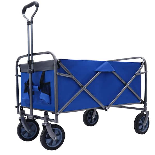 6 cu. ft. Oxford Fabric Garden Cart, Steel Folding Wagon, Blue