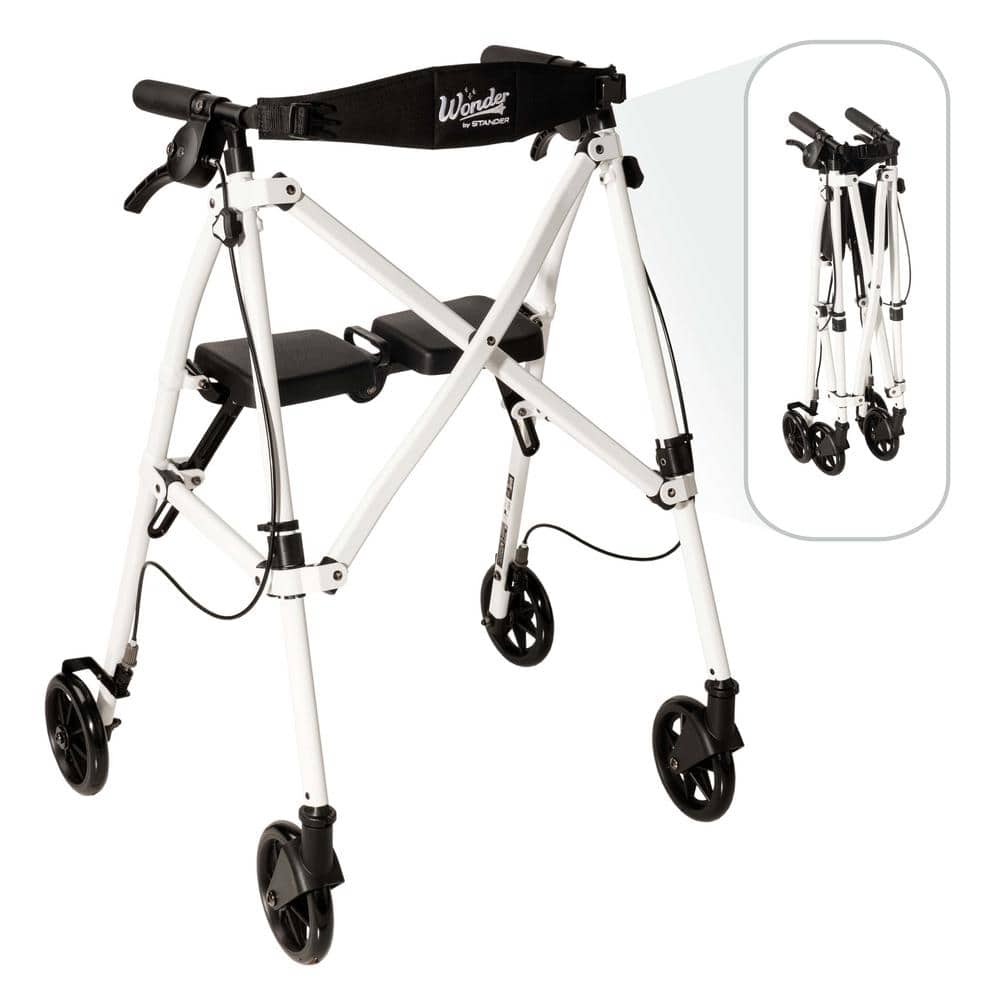 Wonder Rollator, 4-Wheel Lightweight Folding Walker with Seat in Vivid White -  Stander, 4250-VW