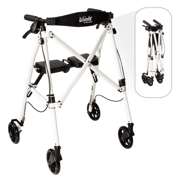 Wonder Rollator, 4-Wheel Lightweight Folding Walker with Seat in Vivid White