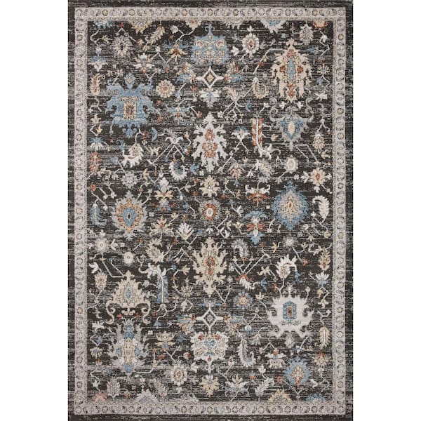 LOLOI II Odette Charcoal/Multi 9 ft. 2 in. x 9 ft. 2 in. Round Oriental Area Rug