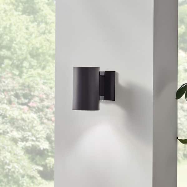 Independence 7 in. 1-Light Black Outdoor Hardwired Wall Lantern Sconce with No Bulbs Included (1-Pack)