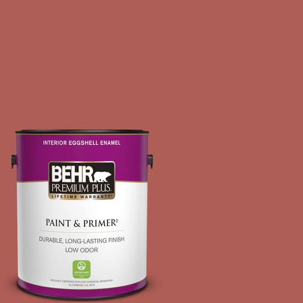 BEHR PREMIUM PLUS 1 gal. #T12-1 Prairie Poppy Eggshell Enamel Low Odor Interior Paint & Primer