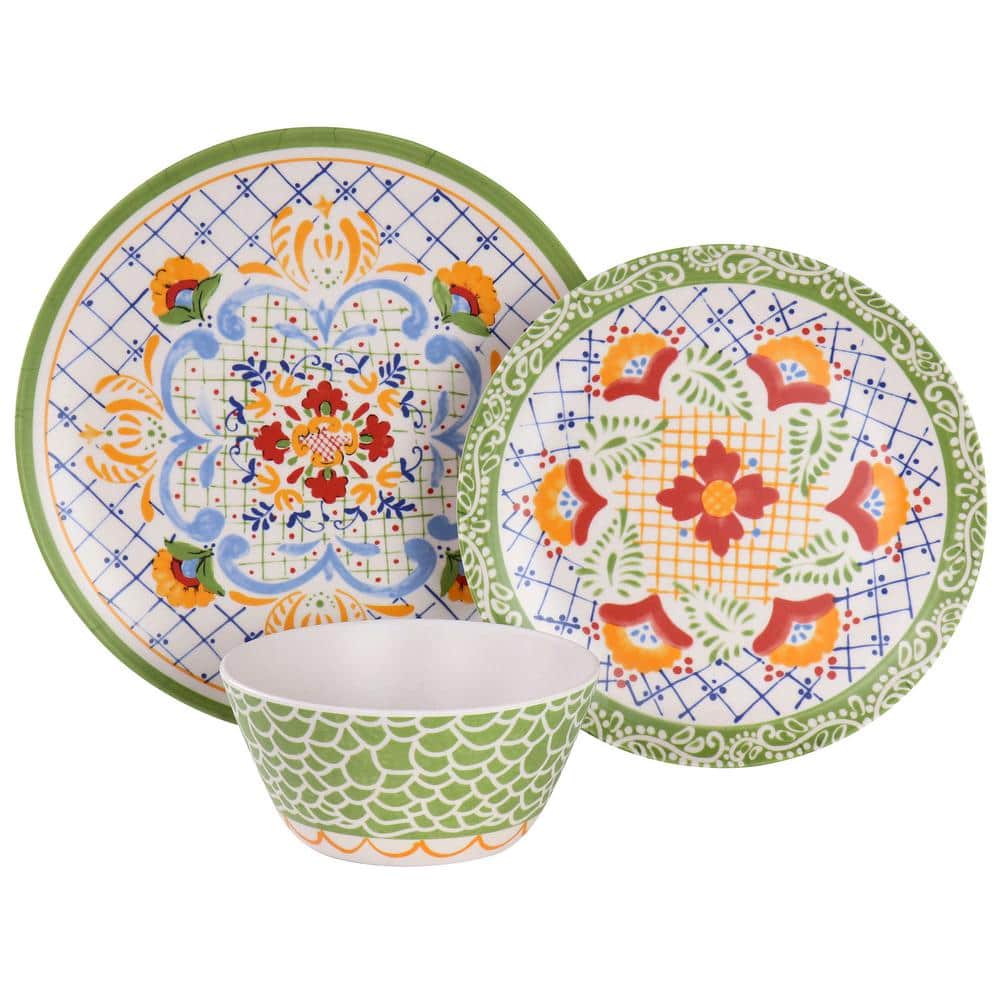 Tierra Multicolor Floral Bamboo Fiber 12-Piece Dinnerware Set