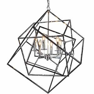 Carla 6-Light Chrome No Decorative Accents Lantern Chandelier for Living Room