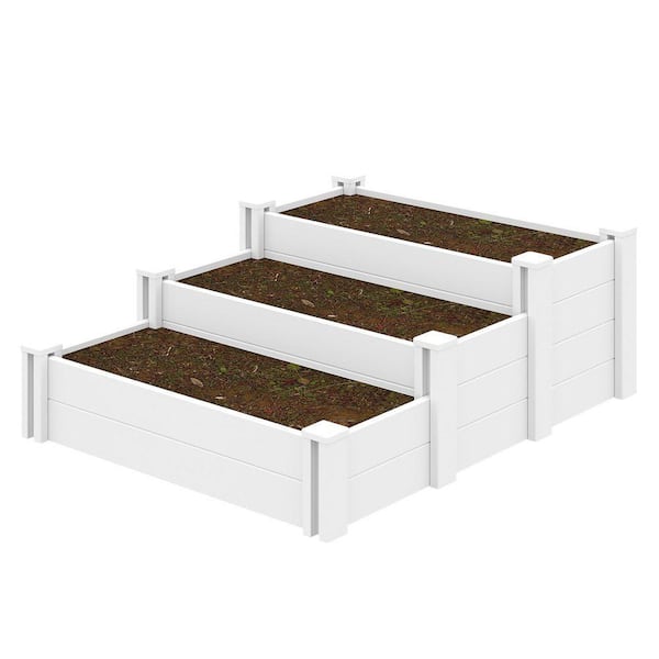 47.2 in. L x 16.9 in. H Outdoor White Rectangular Plastic Rail and Garden Fence Planter for Vegetables Flowers