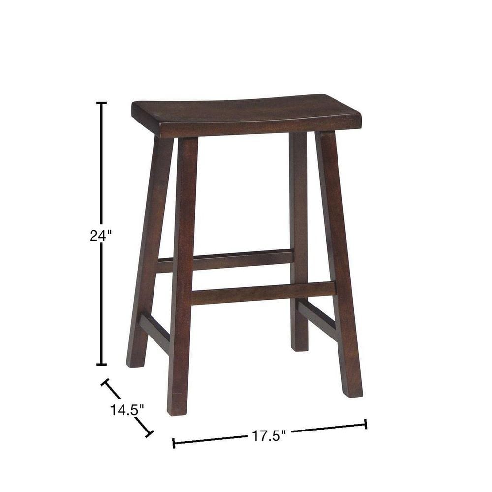 Walnut Saddle Style Backless Wood Counter Stool