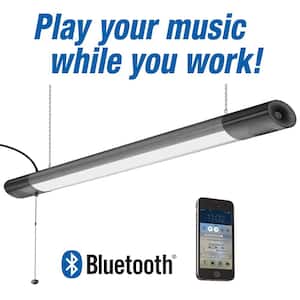 42 in. Workbench Garage Integrated LED Shop Light Bluetooth Speakers 3600 Lumens Black Brushed Nickel (2-Pack)